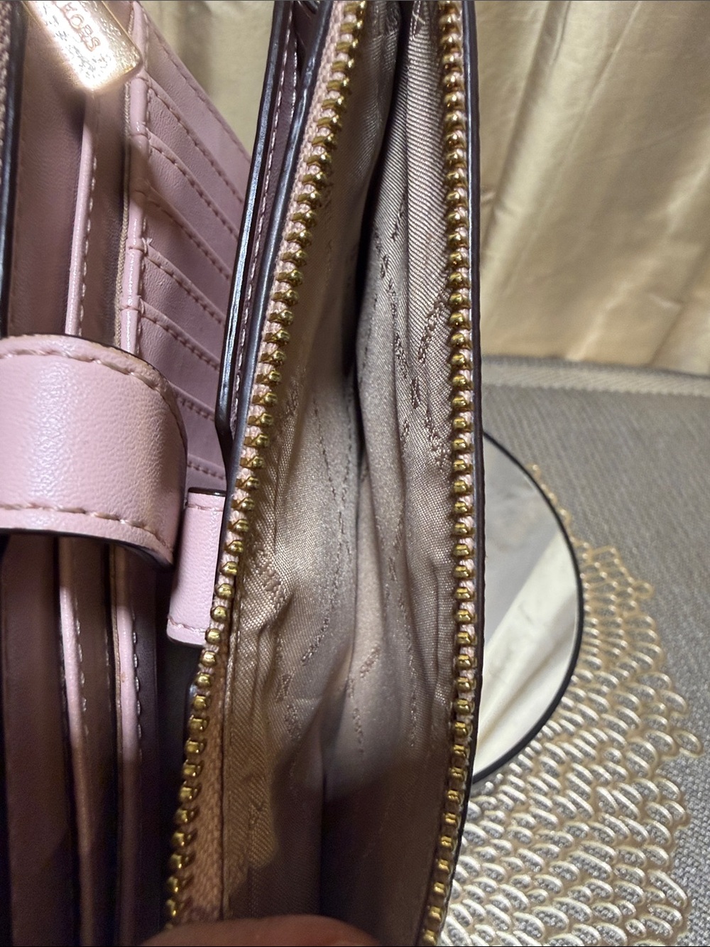 Michael Kors Blush Pink Signature Double Zip Wallet - Picture 8 of 11